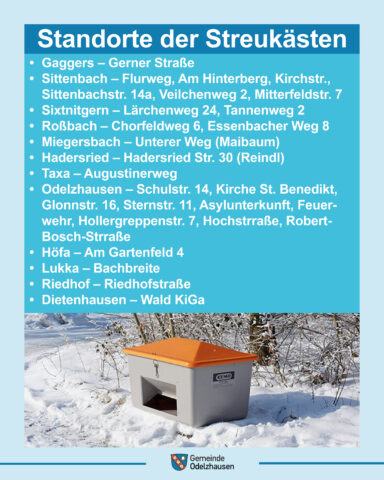Auflistung der Streukästen in Odelzhausen